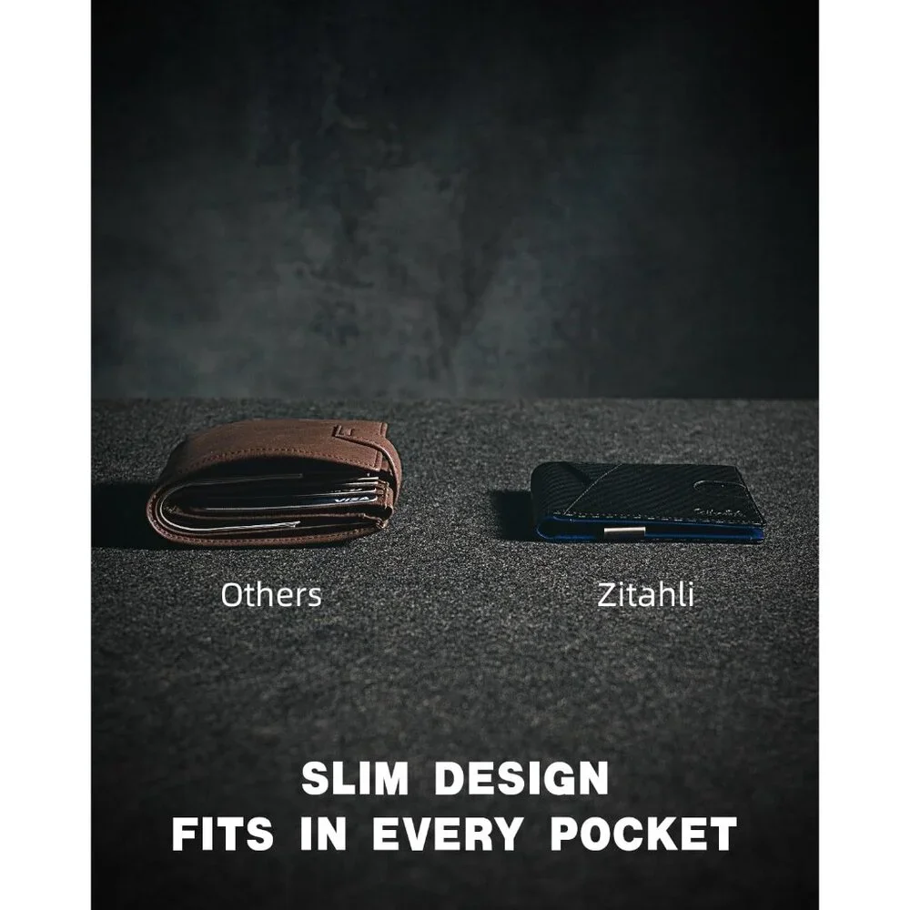 Men - with Money Clip Slim Leather Slots Credit Card Holder RFID